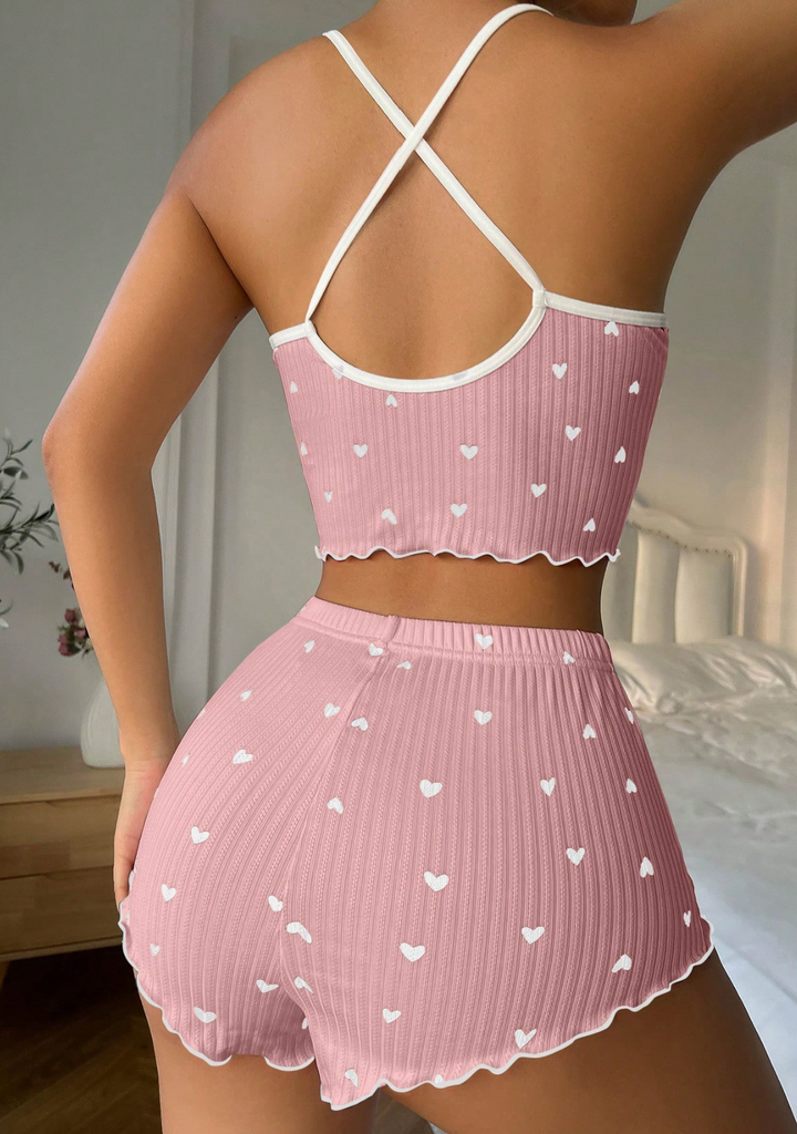 Heart Print Pajama Set