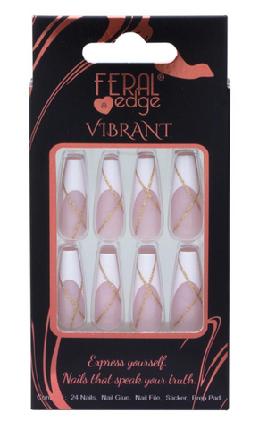 Feral Edge Long French Tips Design Nail Decoration Set