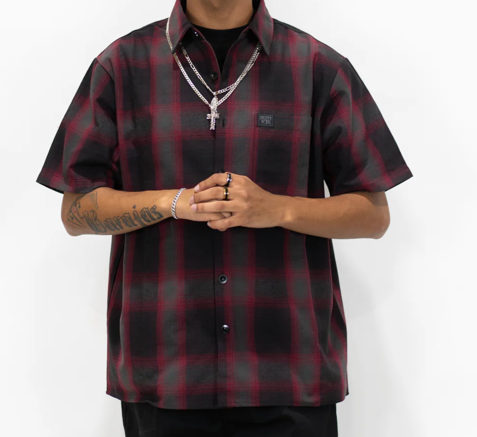 Short Sleeve Checkered Flannel Shirt