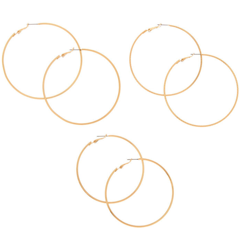 Solid Hoop Earrings 3 Pairs