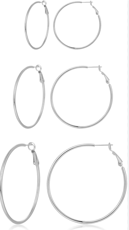Solid Hoop Earrings 3 Pairs