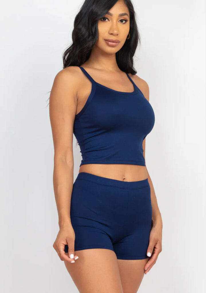 Split Back Cami Top & Shorts Set 3342