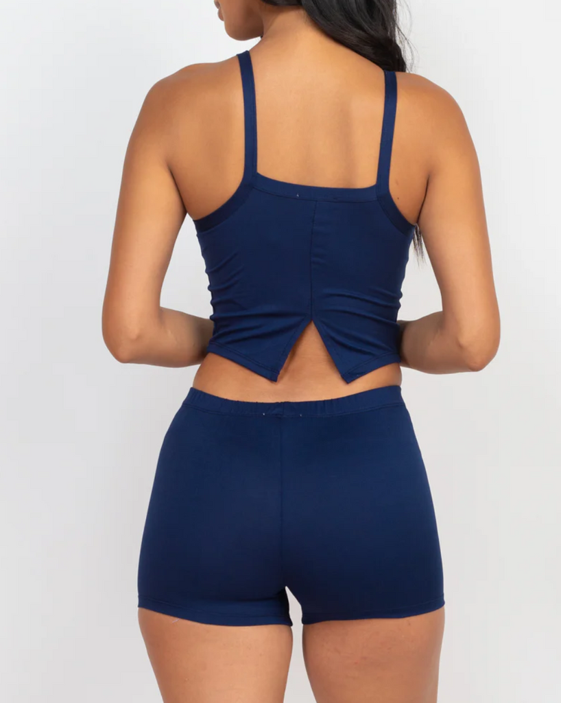 Split Back Cami Top & Shorts Set 3342