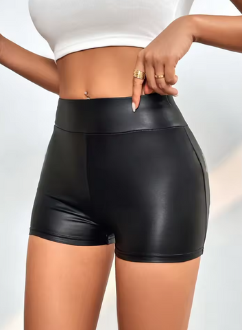 High Waist Faux Leather Shorts