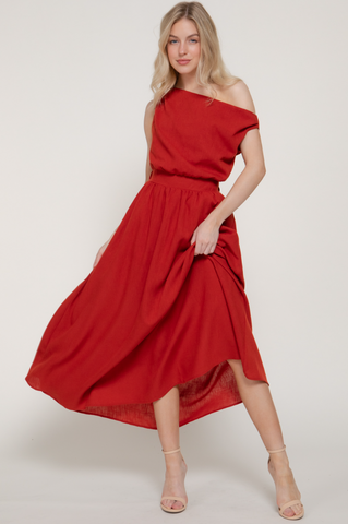 Asymmetrical Neckline Dress 14975