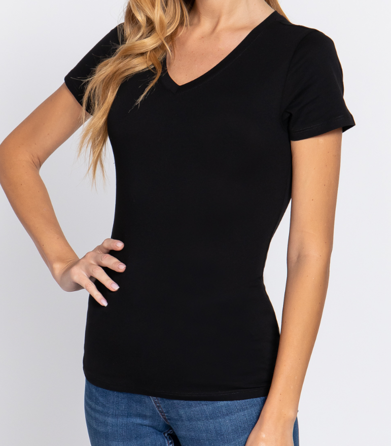Women's Short Sleeve V Neck