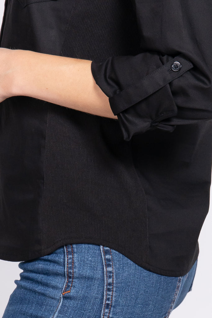 3/4 Sleeve Button Up Plus Top 73463