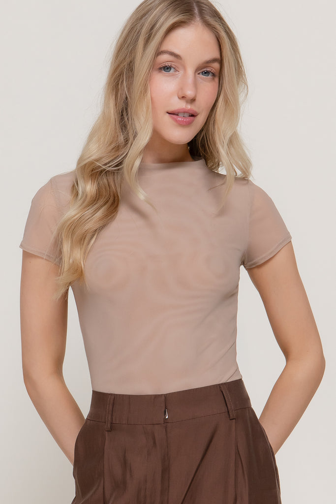 High Neck 2 Layer Mesh Top 13793