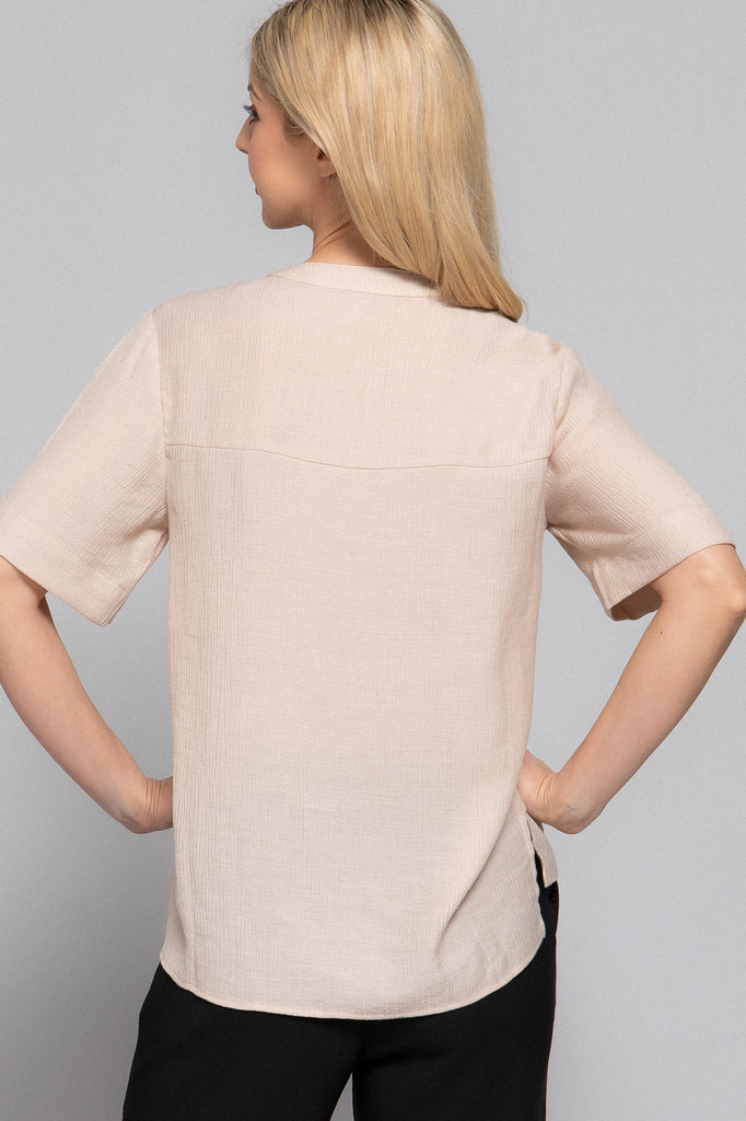 Short Sleeve Button Closure Blouse 14431