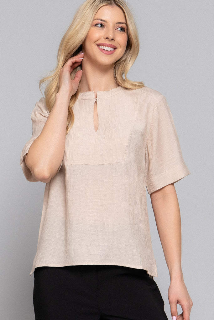 Short Sleeve Button Closure Blouse 14431