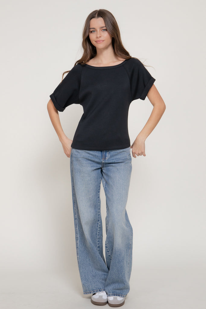 Elbow Sleeve Modal Scuba Top 15373