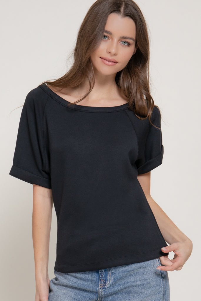 Elbow Sleeve Modal Scuba Top 15373