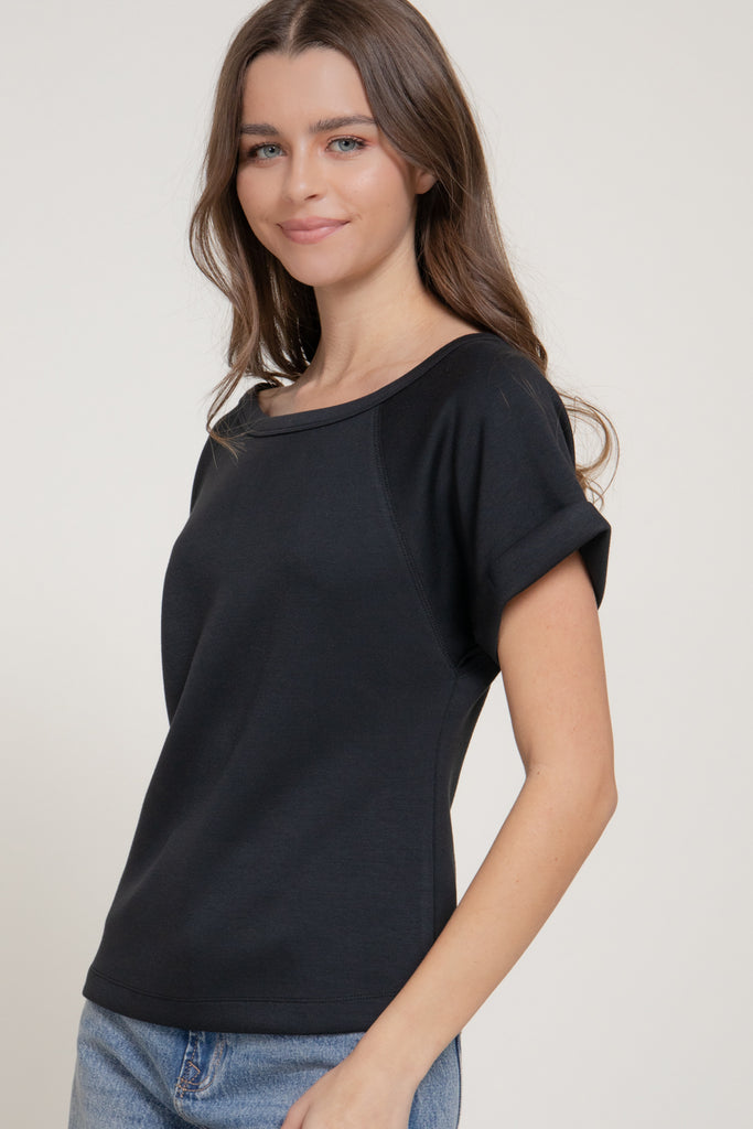 Elbow Sleeve Modal Scuba Top 15373