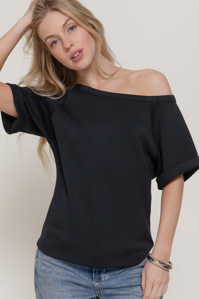 Elbow Sleeve Modal Scuba Top 15373