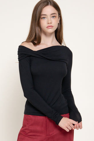 Long Sleeve Asymmetrical Knit Top 15612