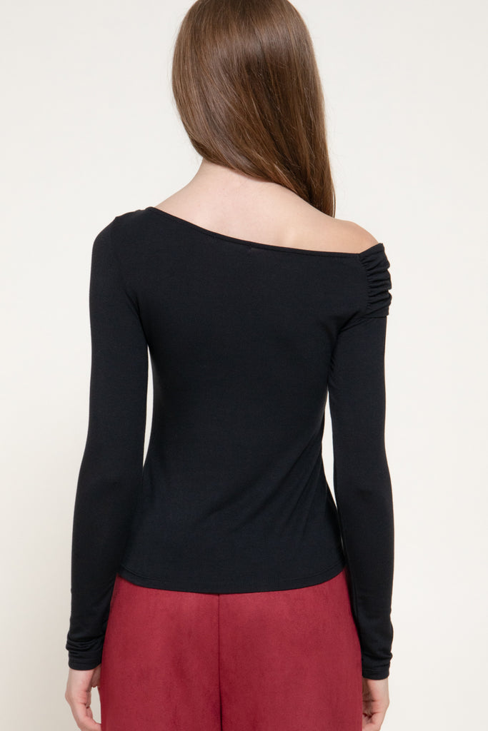 Long Sleeve Asymmetrical Knit Top 15612