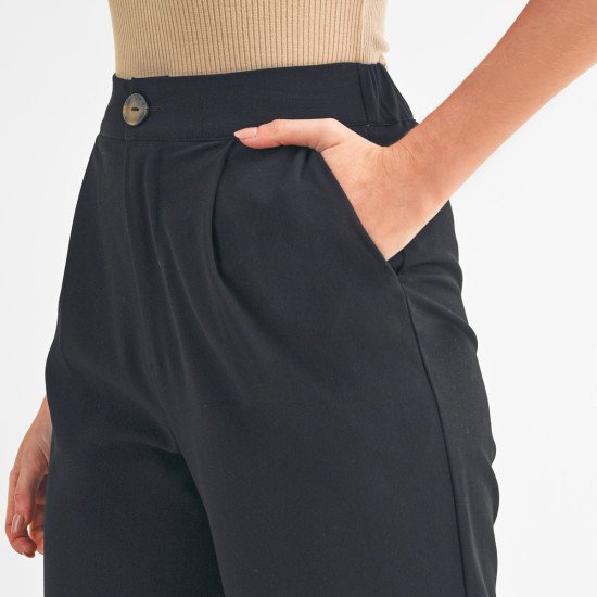 Gabardine Wide Leg Pleated Pants Ambiance 74942