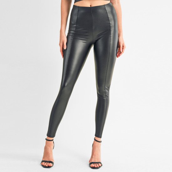 Faux Leather Legging w/ Stitch Detail 74891