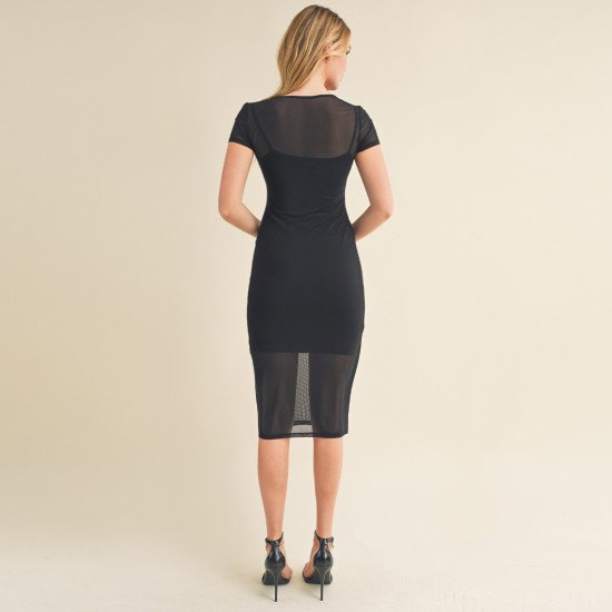 Mesh Midi Dress w/ Cami Slip 75362