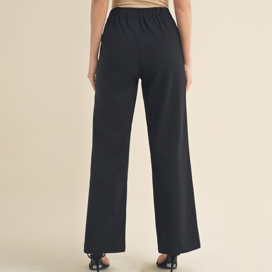 Gabardine Wide Leg Pleated Pants Ambiance 74942