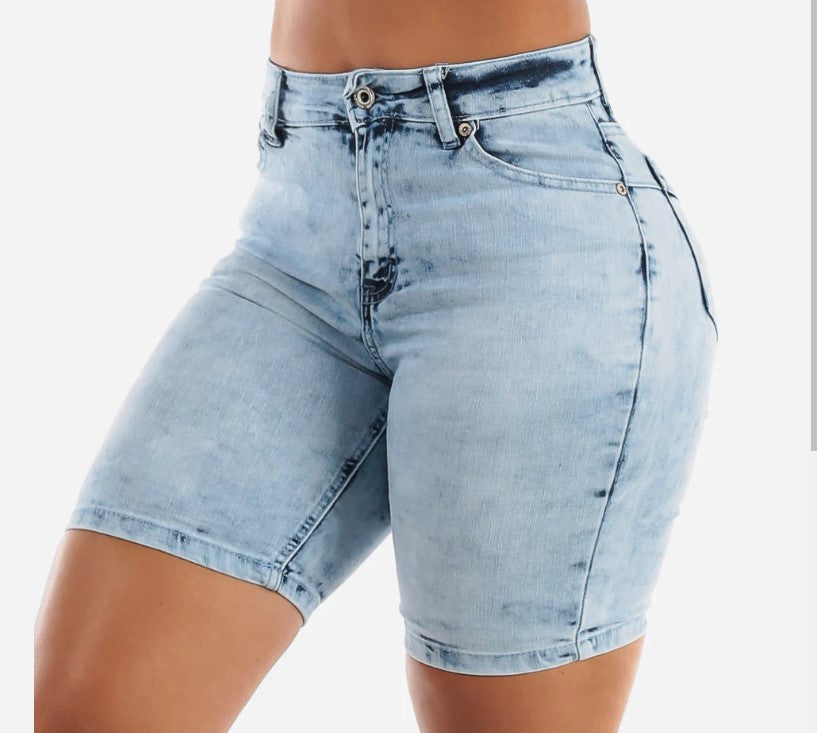 Acid Wash Mid Rise Bermuda Shorts 1120 (FINAL SALE)