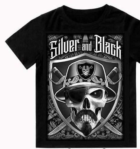 Raiders Black & Silver Chicano Skull Tee