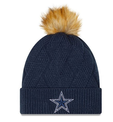 Cowboys Women Snowy Beanie w/ Pom