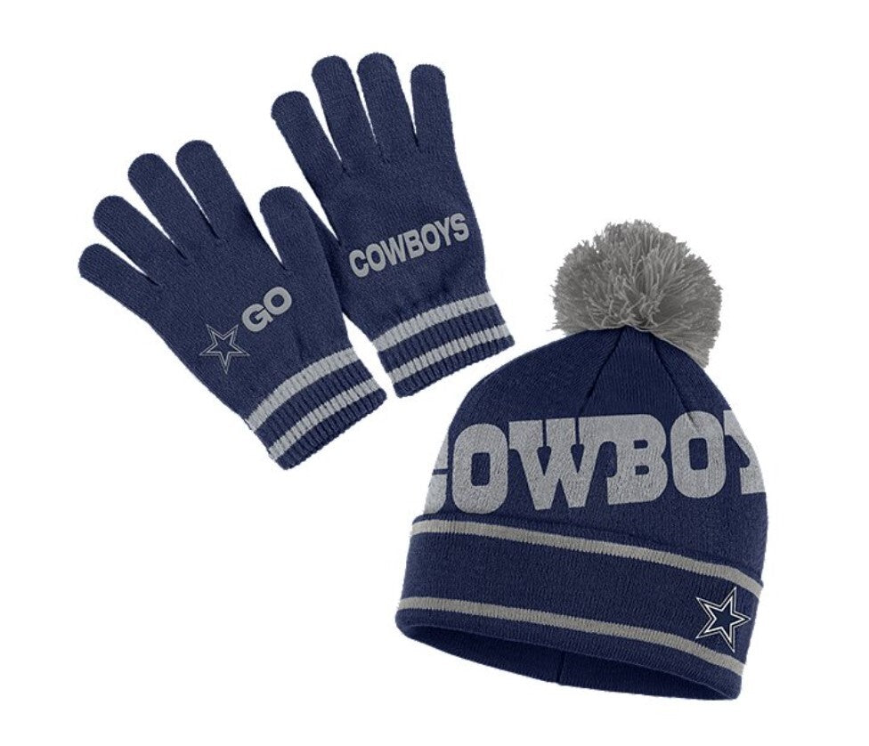 Dallas Cowboys Erin Andrews Jacquared Beanie & Gloves Set