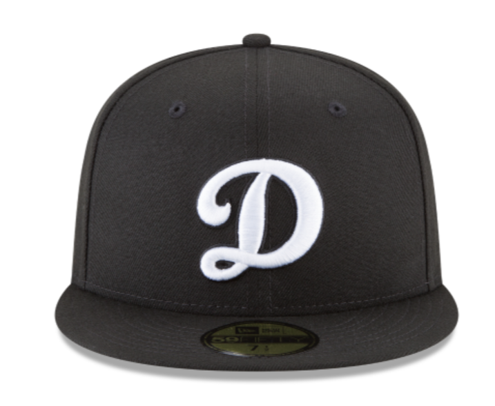 LA Dodgers Alternate Logo Black White Fitted Cap