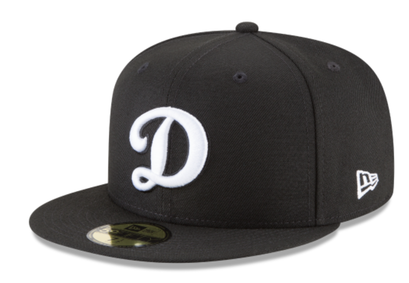 LA Dodgers Alternate Logo Black White Fitted Cap