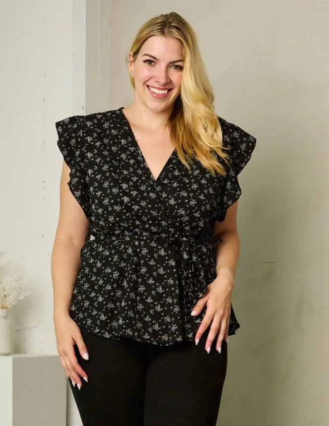 Floral Print Peplum Blouse Plus