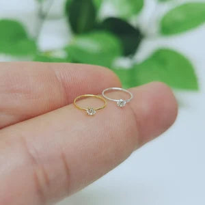 Single Rhinestone Hoop Nose Piercing
