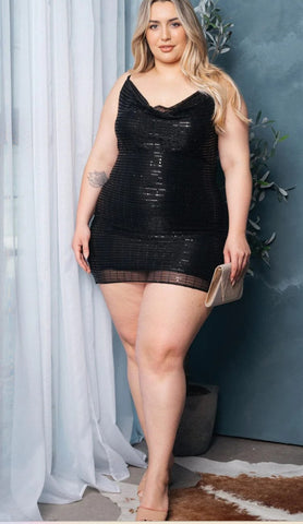 Drape Neck Dress Plus