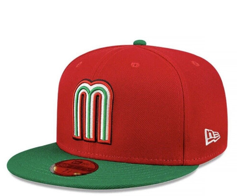 Mexico Baseball Red Green Fitted Cap