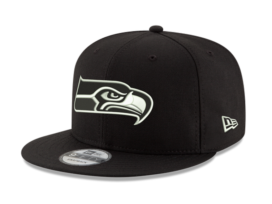 Seattle Sahawks Black White Snapback