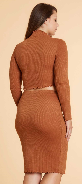 Mock Neck L/S & Pencil Skirt Set Plus 11229