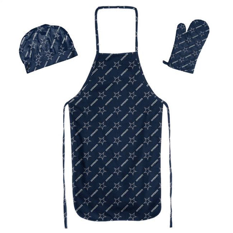 Cowboys Apron, Oven Mitt, Chef Hat Set