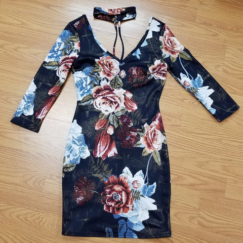 3/4 Sleeve Choker Dress (FINAL SALE)