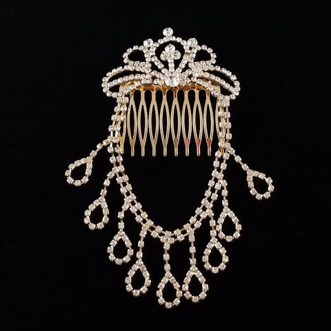 Crown Rhinestone Hair Clip Chain