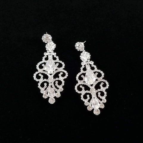 Silver Rhinestone Dangle Earrings