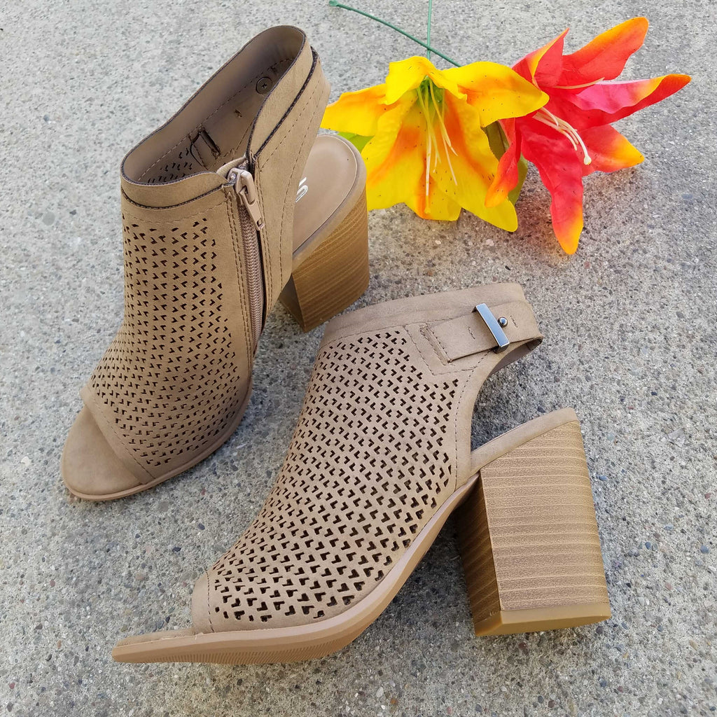 Jamal Block Heel Peep Toe Booties (FINAL SALE)