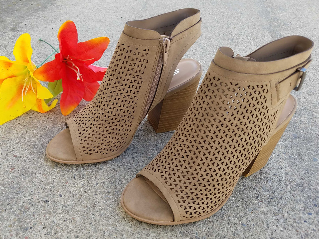 Jamal Block Heel Peep Toe Booties (FINAL SALE)