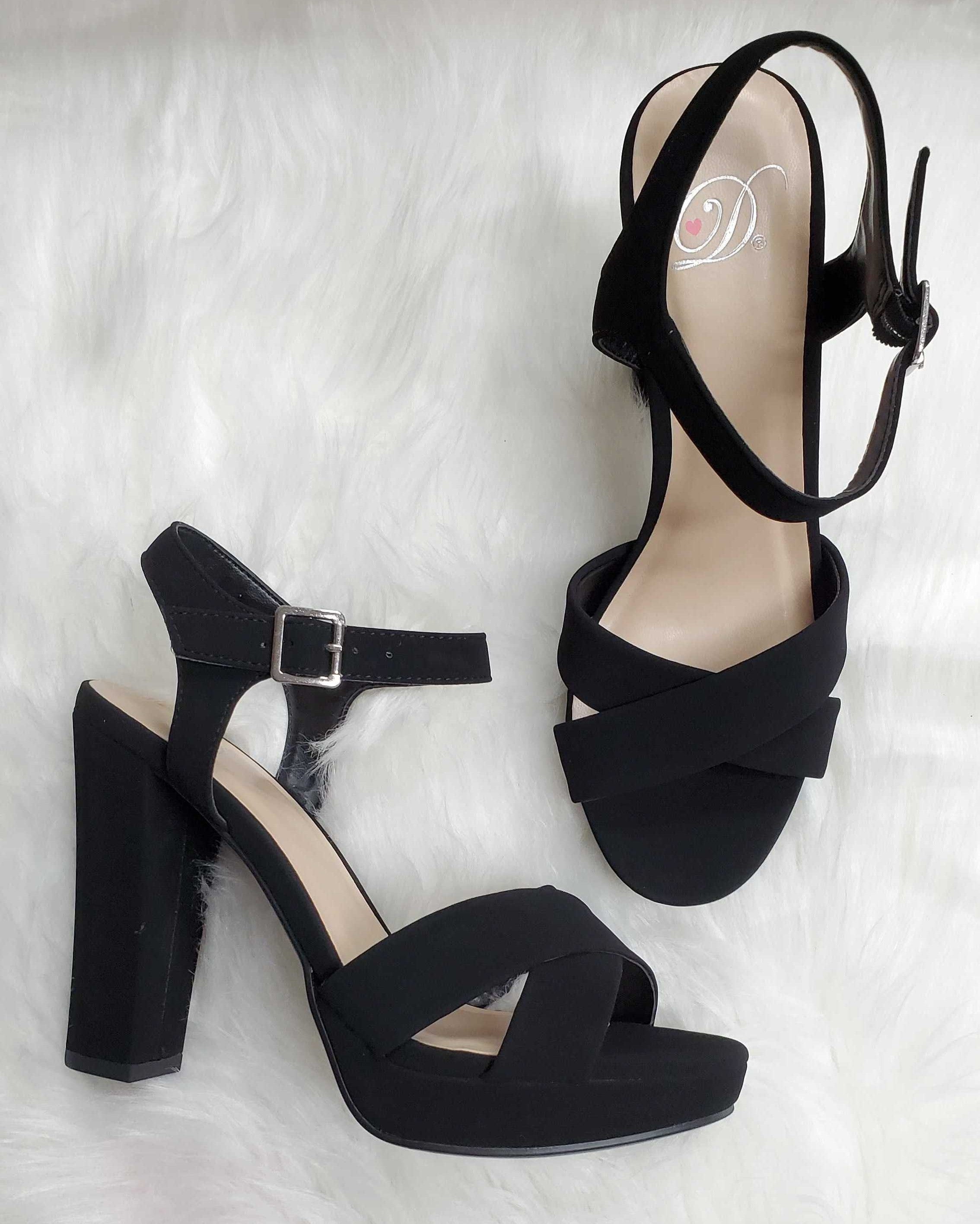 Sheela Women Black Comfort Slip On Heels – Sheela Shoes