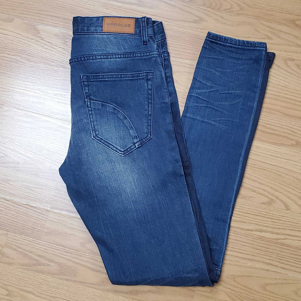 Distressed Slim Straight Denim Jeans