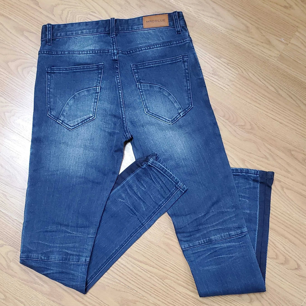 Distressed Slim Straight Denim Jeans