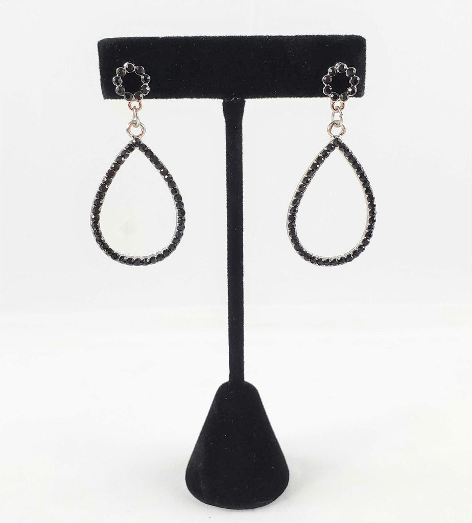 Flower Detail Rhinestone Hoop Earrings