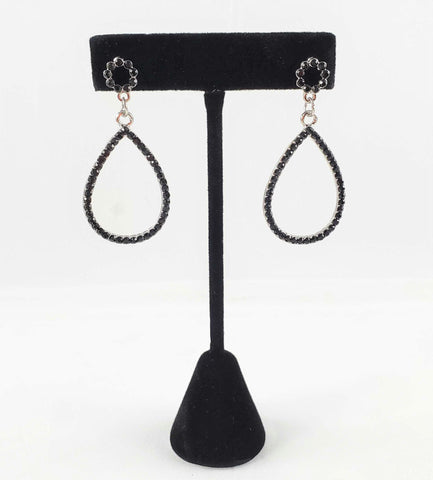 Flower Detail Rhinestone Hoop Earrings