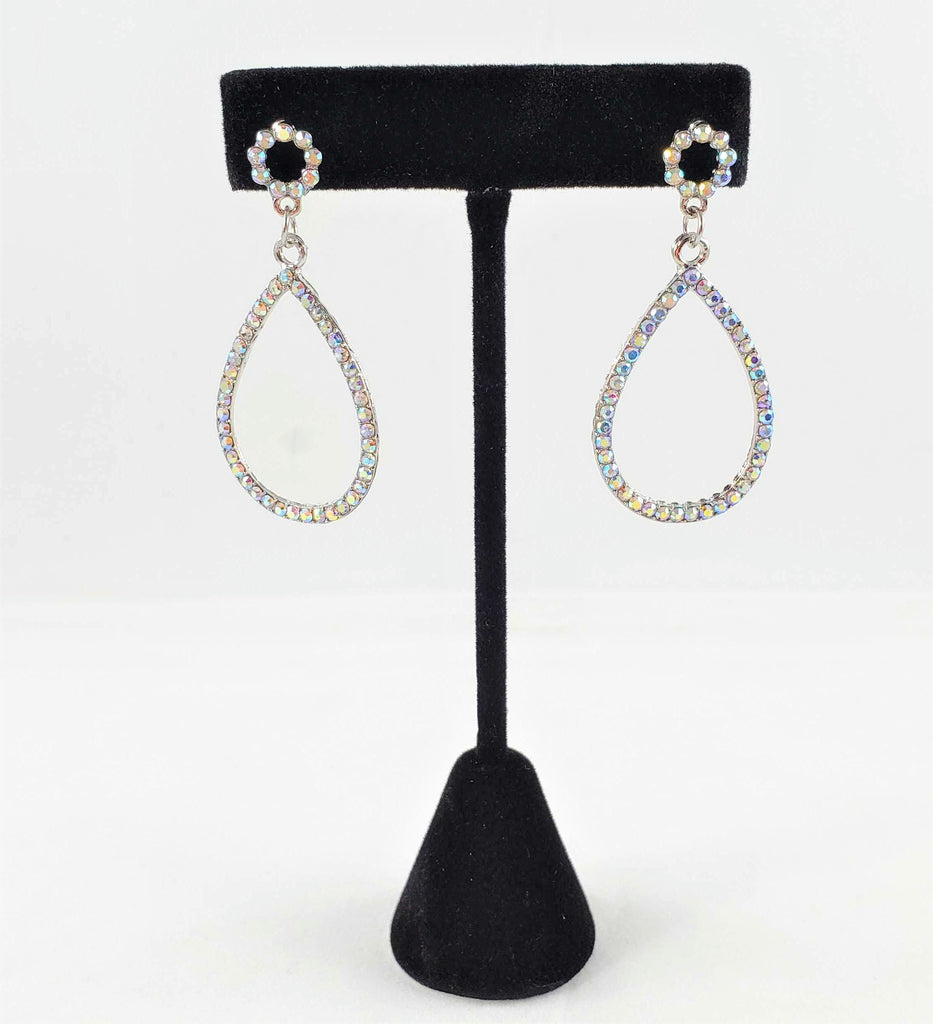 Flower Detail Rhinestone Hoop Earrings