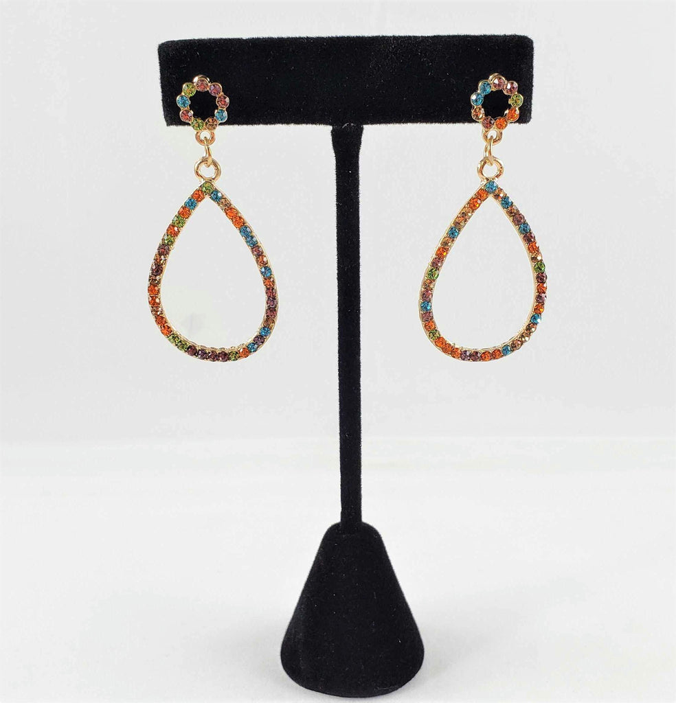 Flower Detail Rhinestone Hoop Earrings