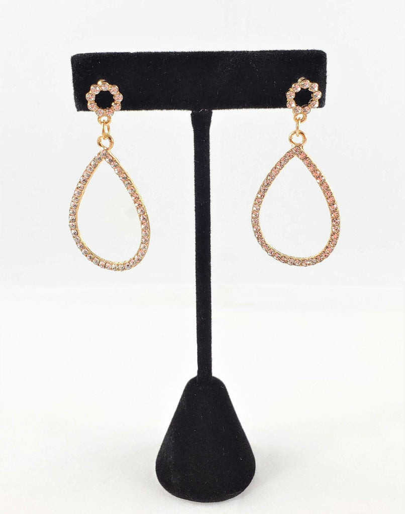 Flower Detail Rhinestone Hoop Earrings